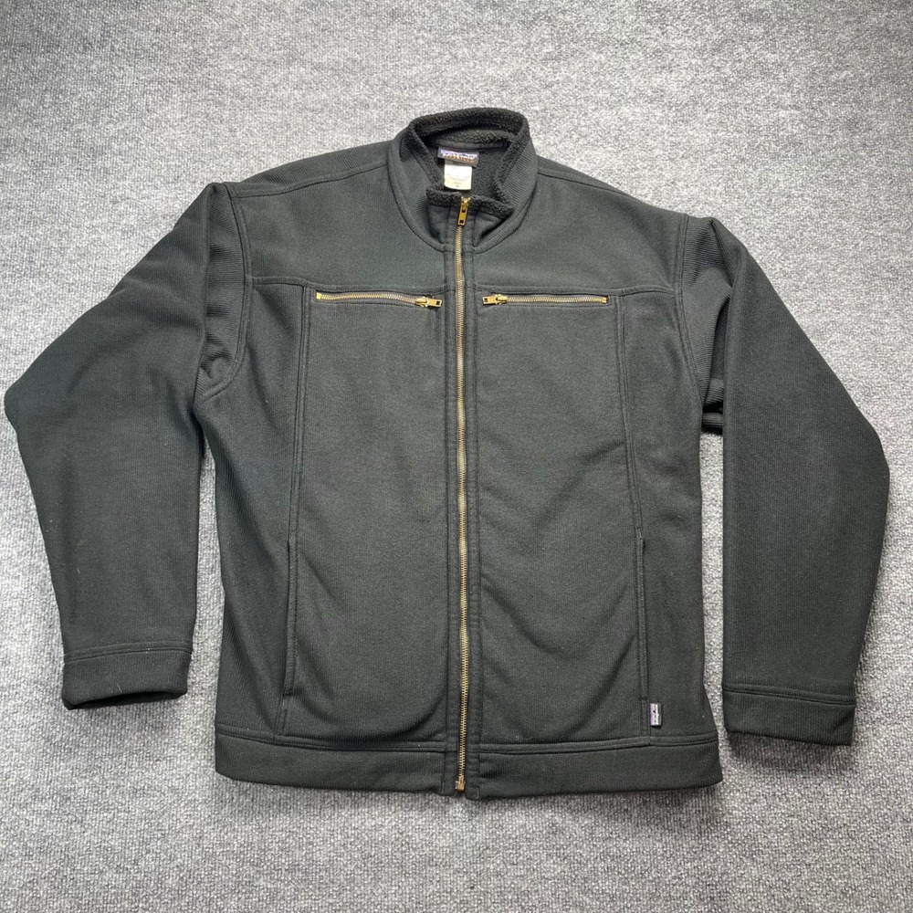 Patagonia Synchilla Off The Grid Fleece Jacket Mens XL Black Ribbed Knit 25275